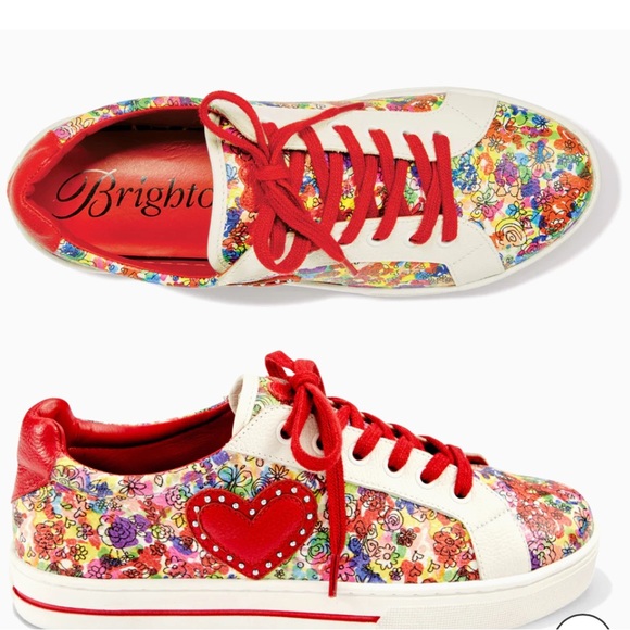 Brighton Blooms Floral Women Lace up Leather Sneakers 5M Brazil - Picture 2 of 11